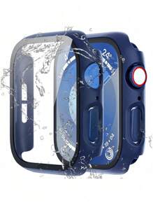 3 IN 1 Tempered Glass Film Hard PC Bumper Case Compatible With Apple Watch Series 11 10 9 8 7 6 5 4, 40mm/41mm/42mm/44mm/45mm/46mm/49mm Compatible With IWatch Ultra-Thin Hard PC Full Protective Face Cover Screen Protector Protector Case Face Cover, For Women Men, Ultra-Thin Guard,Clear/Black/Rose Gold