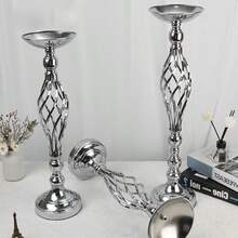 2 piezas Centros de mesa elegantes de metal para bodas: Candelabro giratorio y jarrón para decoración de recepción, decoración del hogar, decoración festiva, Navidad, Eid al-Fitr, regalo