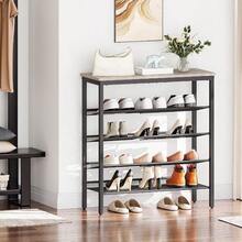 Shoe Rack 5-Tier Shoe Organizer Shoe Storage Rack For 16-20 Pairs Adjustable Mesh Shees Shoe Storage Unit For Entryway Metal Frame Sturdy Industrial Greige And Black EBG12XJ01 - Greige+Black - View 4