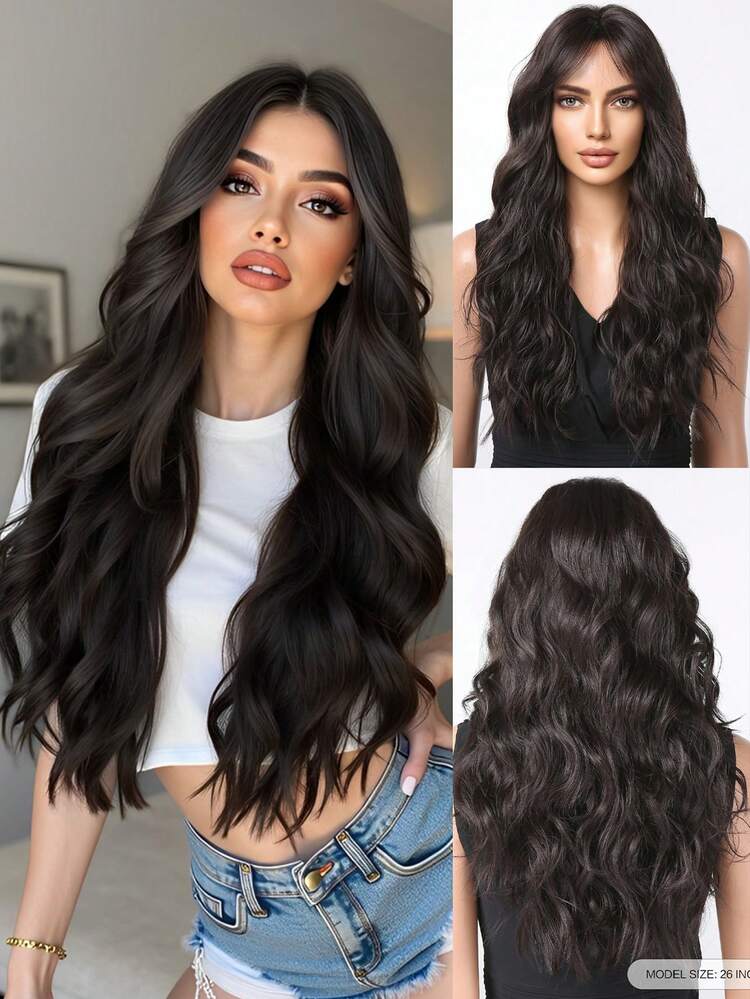 Perruque Afro Synthétique Longue Volume Naturel – Ondulée, Résistante à La Chaleur, Longueur 24 Cm – Bonnet Moyen Avec 2 Attaches – Neuf Avec étiquettes