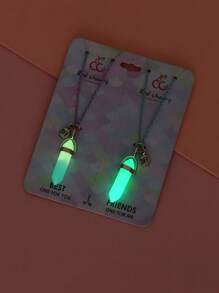 2 pièces Ensemble de colliers luminescents en résine cristalline synthétique pour enfants, convient pour les meilleurs amis, port quotidien et cadeau