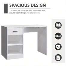 100cm Computer Desk Study Writing Table PC Laptop Desk With Drawer 2 Shelves - White - View 7