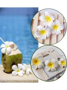 10 pièces Fleurs de lotus artificielles pour décoration, couronne DIY, centre de table, décoration de bougeoir, décoration de fête à thème. Convient pour les fêtes hawaïennes, les mariages, les fêtes de plage, les enterrements de vie de jeune fille