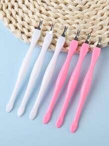 6 pièces Outil de retrait des callosités à double tête, manche en plastique, couleur rose/blanc, lime à ongles, coupe-cuticules, set d'outils pour femmes et hommes
