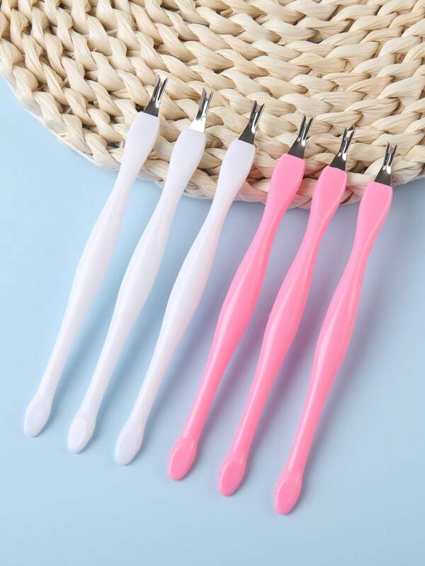 6 pièces Outil de retrait des callosités à double tête, manche en plastique, couleur rose/blanc, lime à ongles, coupe-cuticules, set d'outils pour femmes et hommes