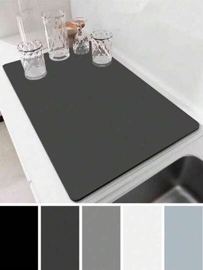 Solid Color Kitchen Countertop Dish Drying Mat Sink Mat Silicone Coaster Water-Absorbent Pad For Faucet Sink Speed Dry Pad,Non-Slip Kitchen Mats For Sink Side, Natural And Hygienic Kitchen Essential For Home And Kitchen Room Decor, Part Of Your Cozy Fall& Winter Styles And Christmas Decorations