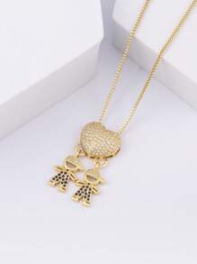 1 pezzo Collana con ciondolo in rame placcato oro 18 carati con zirconi colorati, gioiello di lusso come regalo per le donne, per San Valentino