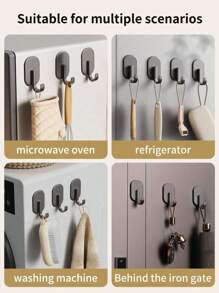 1/8/10个家用便捷黑色超强磁性挂钩，无需打孔，节省空间，功能多样，防锈，时尚壁挂式 - 非常适合露营、烧烤、厨房、冰箱和车库墙壁，个性化装饰，家居饰品，家居装饰。 - 彩色 - 查看 6