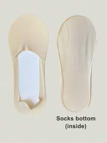 1/4/8 Pairs Women's Big Size Available Soft Nylon Solid Bottom Low Cup Invisible No Show Socks With Non-Slip Gel Heel, Suitable For Daily Use