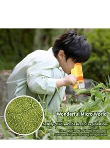 Mikroskop przenośny dla dzieci, zabawka do eksperymentów naukowych na świeżym powietrzu, odpowiedni dla uczniów szkół podstawowych i średnich, ręczny mikroskop do próbek i badań chemicznych, prezent urodzinowy/święta/Halloween/Boże Narodzenie dla chłopców i dziewcząt, wielokrotnego użytku