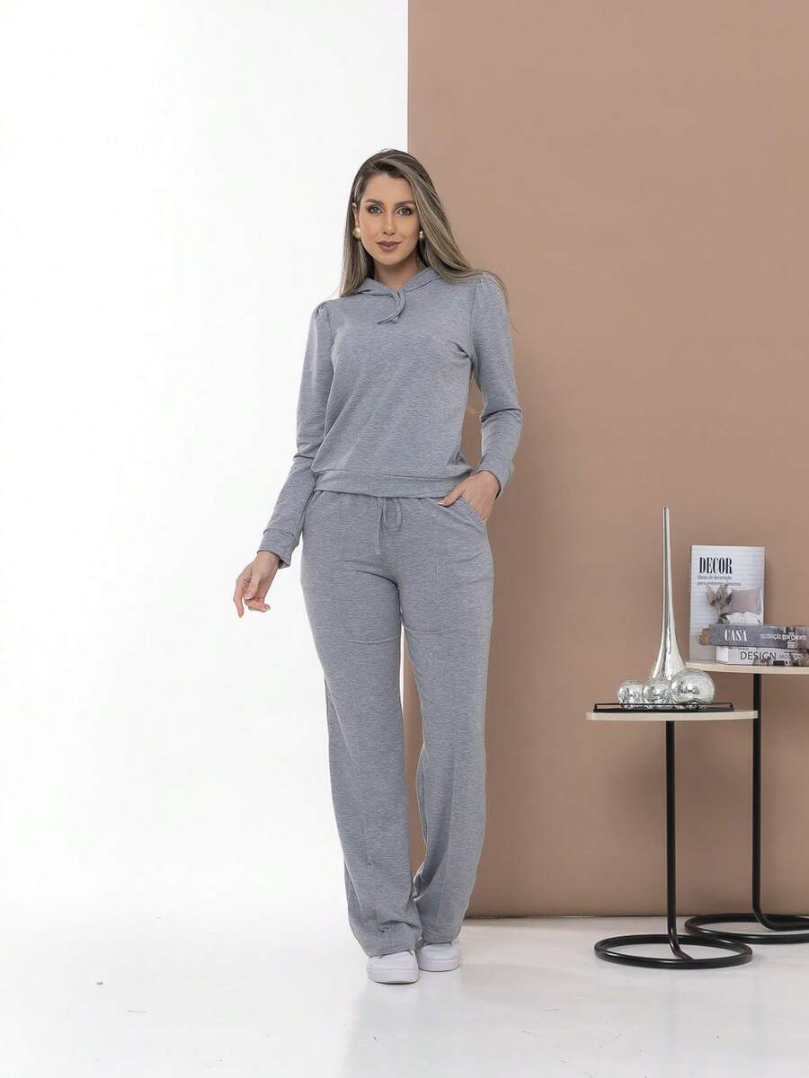 Casual Sweatshirt Set Of Blouse And Pants C3111 - 灰色 - View 1