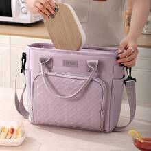 BEENLOVE 1pc Large-Capacity Insulated Lunch Bag Outdoor Picnic Bag, Multi-Function Refrigerated Bag With Detachable Shoulder Strap And Side Pockets, Reusable, For Carrying Meals, Suitable For Picnics, Office Workers, Camping, School, Leakproof Freezable Cooler Bag School Organizer Bags Teacher Storage Bags Classroom Organizer Bags Woman Lunch Box Bag For Women Ladies School Supplies Stuff Accessories Bag For School School Accessories School Stuff - Màu tím - Xem 6