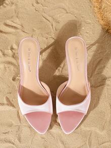 On feet& in love Women's Fashion Satin Strap Open Toe Slip-On High Heel Sandals - Pink - View 7