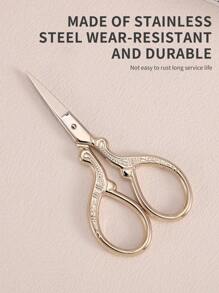 1pc Stainless Steel Gold Straight Tip Precision Scissors, Multipurpose Vintage Beauty Embroidery Trimming Scissors Suitable For Facial Hair, Eyebrow, Eyelash, Mustache, Nose - Perfect For Home, Travel And Outdoor Use,Makeup,Cheap,Room Decor,Vanity,Travel,Bedroom,Makeup Accessories