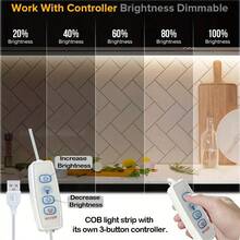1pc 5V USB COB LED Light Strip With 3-Key Dimmer, Flexible Diode Lamp Strip, White/Warm White Available, Suitable For Room, TV, Mirror, Cabinet Backlighting - White Light - View 3