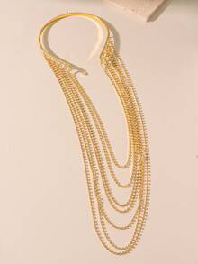 Herseygold 1pc Rhinestone Women's Hair Clip, Middle Eastern Arabic Women's Headdress, Wedding/Festival/Party Hair Accessory - Gold - View 3