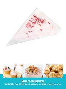 10/30/50/100 件加厚一次性裱花袋，蛋糕奶油糕点袋，甜点饼干装饰袋，耐用的一次性裱花袋，易于使用，厚实的设计，精确的装饰，方便使用和清洁，非常适合奶油和糖霜，烘焙工具，蛋糕装饰工具 - 紅中文裱花袋 - 查看 6