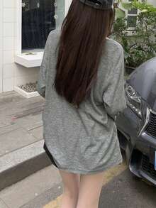 夏季韩版宽松纽扣式防晒休闲长袖T恤上衣 - 灰色 - 查看 7