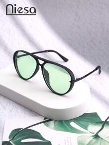1pc Metallic Rim Aviator Fashion Glasses For Women, Classic And Fashionable Shades Beach Accessories Beach Accessories For Women Glasses Shades Basics Fall Winter Women Outfits Clothes Business Casual Gifts For Summer Beach Vacation,Outdoor,Travel Vintage Style Oversized Aviator Frame For Going Out Outfit,Back To School