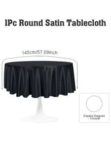 1 Stück schwarze runde Satin-Tischdecke, elegante Hochzeitstischdecke mit gefalteter Kante, Durchmesser 145/180/200/228 cm Polyester-Tischdecke, Hochzeitsdekoration, Verlobungsfeier-Zubehör, Brautparty-Tischdekoration, Bankett-Tischzubehör, 1. Geburtstags-Party-Dekoration, Baby-Shower-Zubehör, Gender-Reveal-Party-Dekoration, Innen- und Außenveranstaltungsdekoration, Picknick-Zubehör, Feiertagsparty-Zubehör, tägliche Heimdekoration, Küchenzubehör, Tischdekor