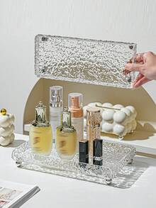 1/2 件透明亚克力化妆托盘，坚固耐用，易于清洁的化妆品收纳盒 - 無色 - 查看 2
