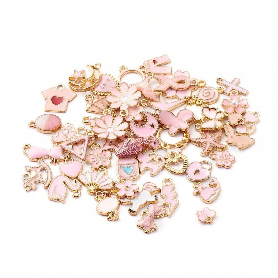 45-50pcs Random Zinc Alloy Oil Drop Pendants, DIY Jewelry Accessories Suitable For Bracelet & Necklace Making