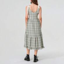 Women's Summer Long Cami Dresses Sleeveless U Neck Solid Color/Floral/Plaid Dresses - Grey - View 4