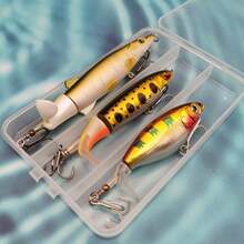 3 Stücke Whopper Angel Köder, Popper aus Biomimetik mit Schwanz, treibender harter Köder, zwei verschiedene Designs für mehr Fischfang