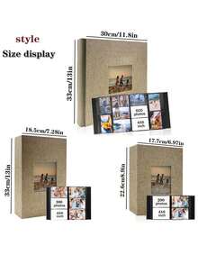 1 件亚麻相册 4x6-200/300/600 个口袋，带水平和垂直口袋，亚麻封面相册，适合婚礼、家庭、周年纪念、青年、节日、情人节、母亲节礼物、返校、学校用品 - 彩色 - 查看 2