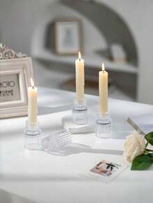 6 件烛台玻璃烛台 - 透明小锥形垂直烛台，婚礼装饰餐桌装饰，适合婚礼、派对、客厅、酒店、晚宴、降临节使用的餐桌装饰 - 彩色 - 查看 2