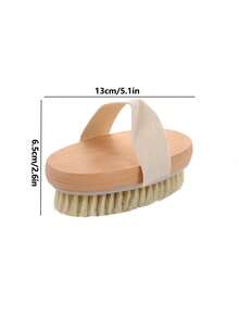 1 件装天然猪鬃干性皮肤身体刷 - 猪鬃干性沐浴刷、身体磨砂膏、皮肤刷、软毛按摩刷，可改善血液循环、减少痤疮