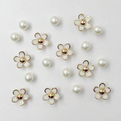 18 Pcs Lovely Pearl Flower Shoe Charms, Fashion Versatile Decorative Buttons, Suitable For EVA Products, Slippers, Garden Shoes, Beach Shoes, Detachable Decoration, Christmas Gift, Birthday Present