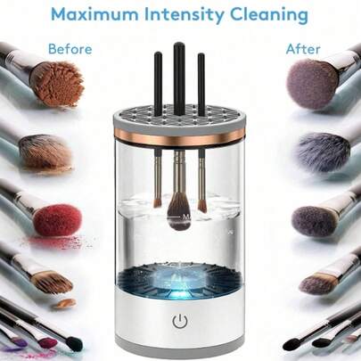 USB 供电便携式化妆刷清洁器 - 深度清洁，无需电池，无味，必备美容工具，居家和旅行使用，快速干燥，温和清洁刷毛，化妆刷清洁机