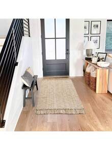 手工流苏编织地毯，精致流苏纹理地毯，多用途地毯，可用于地板、床边、餐椅装饰