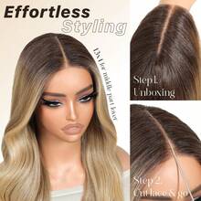 DZfirst Halloween Body Wave Lace Wig 13x4 HD Lace Front Wig Pre-Plucked Long Ombre Blonde 26inch Lace Front Wigs Synthetic Wear And Go Lace Front Wigs Daily Use - Blonde Ombre - View 3