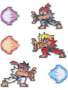 A Unique And High-Quality Set Of Pixel Martial Artist Clips, Personalized Qi Gong Wave Fireball Pins, Tie Badges, Interesting Cartoon-Themed Jewelry Gift Suitable For Best Friends - Multicolor - View 5