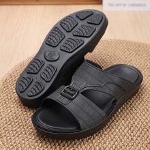 Men's Slip-On Slippers, Summer Outdoor Anti-Slip Soft Bottom Casual Leather Sandals, Sport Beach Flip Flops