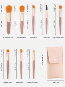 8pcs Customizable Mini Macaron Makeup Brush Set With Same Color Stylish PU Pouches - Portable, Fragrance-Free With Soft Nylon Bristles & Durable ABS Handles Includes Eyeshadow, Blush, Eyebrow, Concealer Brushes . Ideal For On-The-Go Beauty.Travel Brand Merchandise Wedding Favors