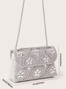 闪亮、闪耀、迷人、优雅、精致、安静奢华的晚宴包，适合派对、婚礼、舞会、晚宴/宴会，搭配婚纱、礼服、舞会礼服、生日礼服 - 銀色 - 查看 8