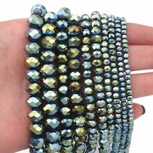 1 Strand Electroplated Green Faceted Abacus Beads, Multi-Color Crystal Flat Round Beads Assorted 3/4/6/8/10mm,Fashion Colorful Lovely Electroplated Beads, Versatile For DIY Jewelry Making, Bracelet, Necklace, Mobile Phone Strap, Keychain - Electroplating Green - View 3