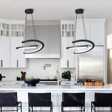 YQYYFC Black Modern LED Chandelier 20.6in Dimmable Pendant Light 6000K Hanging Light Fixtures For Dining Room Kitchen Island Bedroom Living Room Foyer Stairway - Black - View 3