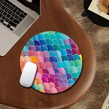 1pc Sunset Beach Butterfly Design Round Mouse Pad, With Anti-Slip Rubber Base Small Portable Travel Mouse Pad, Suitable For Work Wireless Computer Laptop, Office Desk Accessory