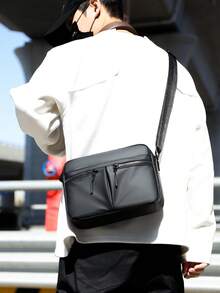 New Waterproof Fashion Versatile Men's Messenger Bag, Business Trip Shoulder Bag With Large Capacity, Casual Minimalist Square Crossbody Bag For Shopping, Travel, Commuting - Multicolor - View 8