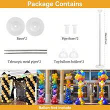 1/2/4 Set Balloon Column Stand Kit ,81 Inch Height Adjustable Splicing Metal Balloon Stand Tower Pillar With Base,Reusable Balloon Arch Stand Holder Kits For Floor,Birthday,Wedding,Party Decoration