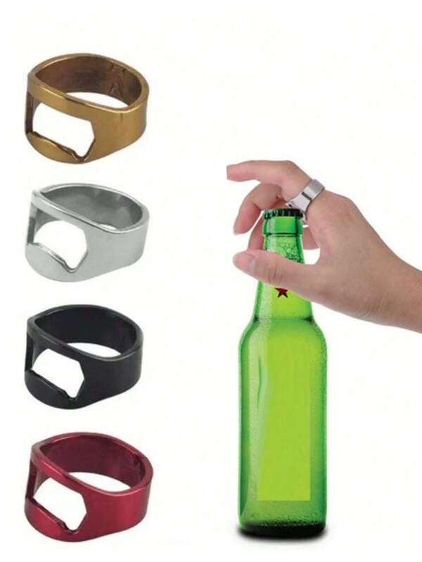Stainless Steel Finger Ring Bottle Opener, Creative Opener, Kitchen Tool, Cool Finger Ring For Men/Women Party Gifts, Portable Bottle Opener For Outdoor, Camping