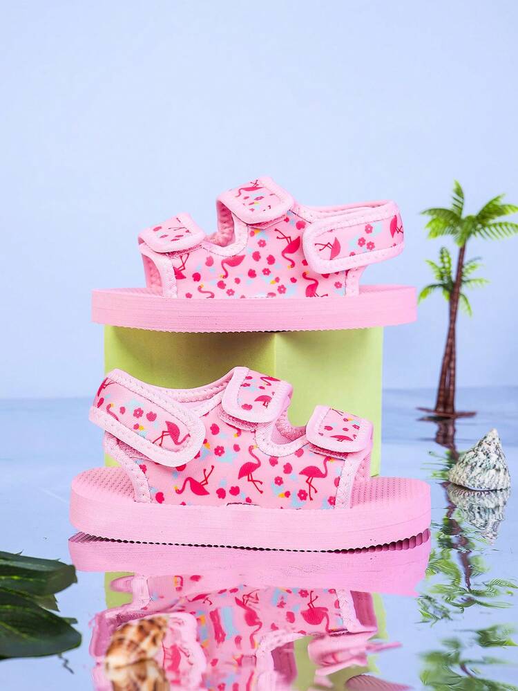 1 Par de Sandálias de Lona para Bebês com Design de Desenho Animado Fofo, Confortável e Versátil para Uso Diário, Viagens, Casual, Praia, Tecido Macio Adequado para os Pés de Bebês, Leve e de Secagem Rápida - Rosa chiclete - Visão 3