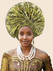 African Muslim Women, Traditional Nigerian Wedding Festivals, Multi Color Brocade Headband Hats, Ladies - Multicolor - View 13