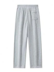 Blueplus Simple Style Drawstring Casual Pants, Breathable Fabric, Straight Trouser Legs, Comfortable And Loose, Suitable For Outdoor Sports And Fitness Or Home Wear In Spring, Summer And Autumn - Màu Xám nhạt - Xem 4