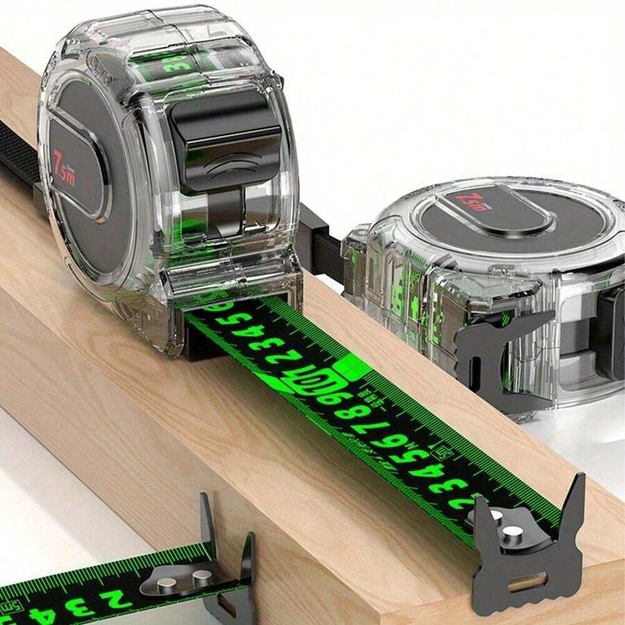 Fluorescent Steel Tape Measure Precision Tape 5/10 Metric Measure Measuring UK - Green - View 1