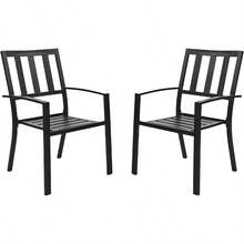 PHIVILLA 2er Set Gartenstühle Wetterfest Terrassenstühle Metall Balkonstuhl Stapelstühle mit Armlehnen für Garten und Aubenbereich Schwarz Stil 3 - SchwarzStil31 - Übersicht 1